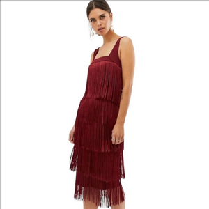 ASOS Tasseled Flapper-Style Maroon Dress